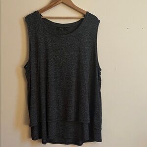 Apt 9 1X plus Heather gray-black beaded neckline layered hem Sleeveless Top